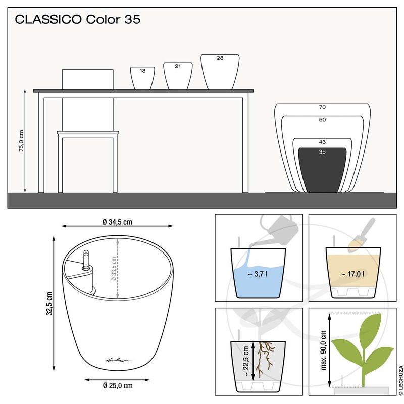 Classico Color 35, Lechuza Blomsterpotte